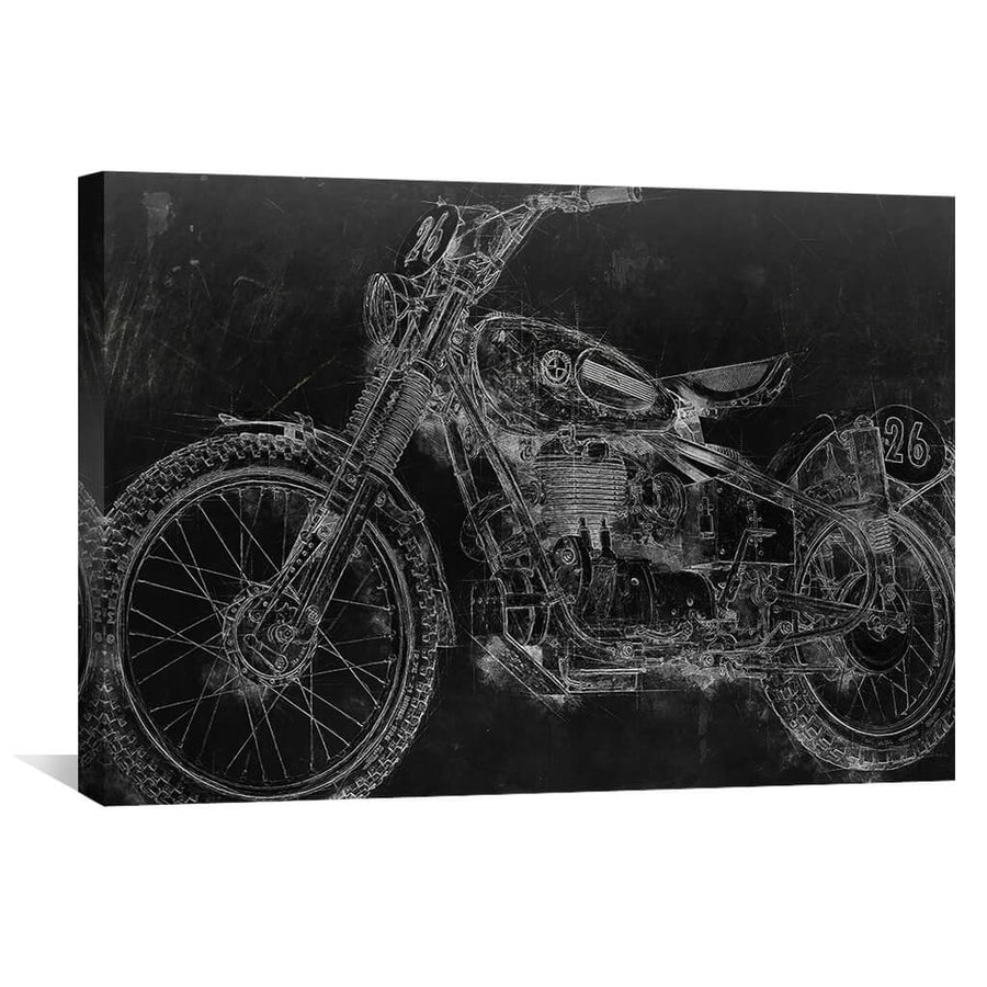 Sketched Chopper Canvas Art 45 x 30cm / Unframed Canvas Print Clock Canvas