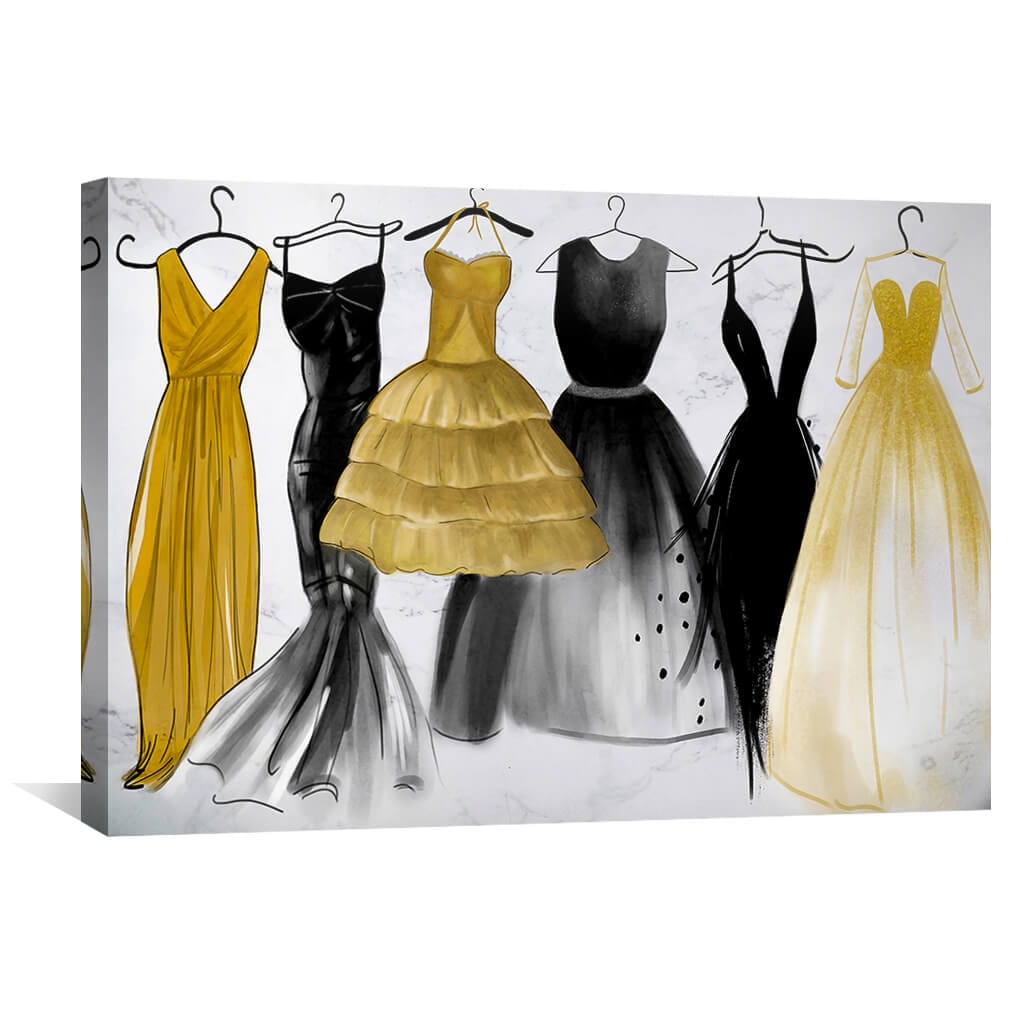 Sketched Dresses Canvas Art 45 x 30cm / Unframed Canvas Print Clock Canvas