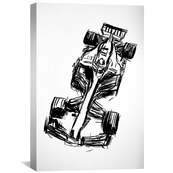 Sketched Formula One Art Clock Canvas