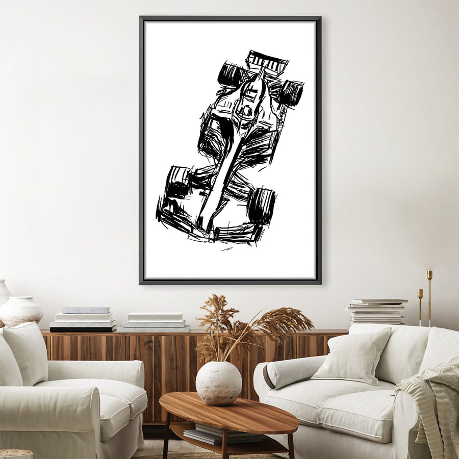 Sketched Formula One Art 30 x 45cm / Unframed Canvas Print Clock Canvas