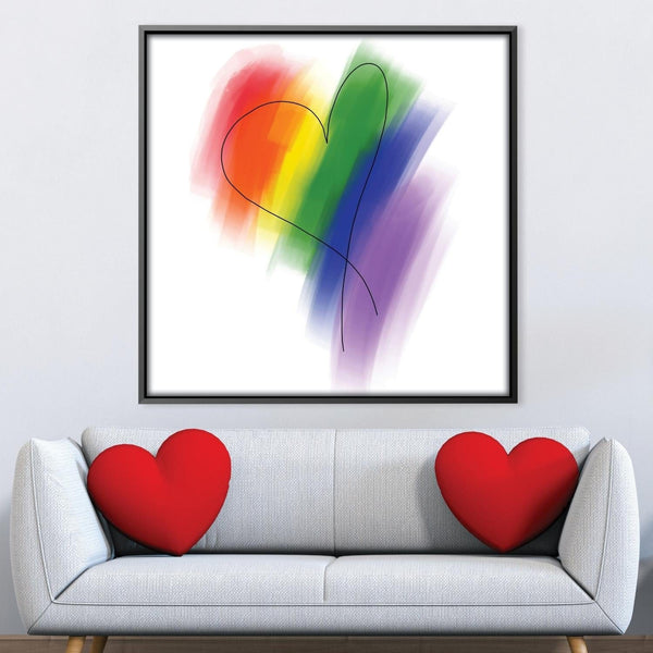 Sketched Rainbow Heart Canvas Art Clock Canvas