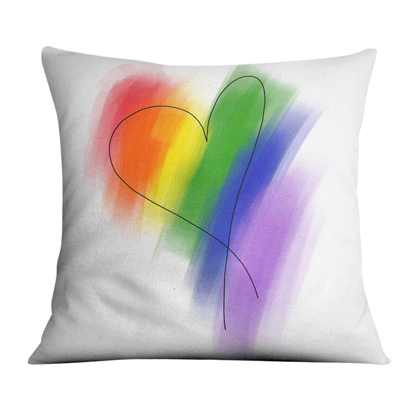 Sketched Rainbow Heart Cushion Cushion Cushion Square Clock Canvas