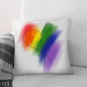 Sketched Rainbow Heart Cushion Cushion Cushion Square Clock Canvas