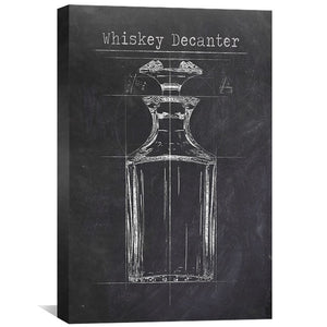 Sketched Whiskey Canvas Art 30 x 45cm / Unframed Canvas Print Clock Canvas