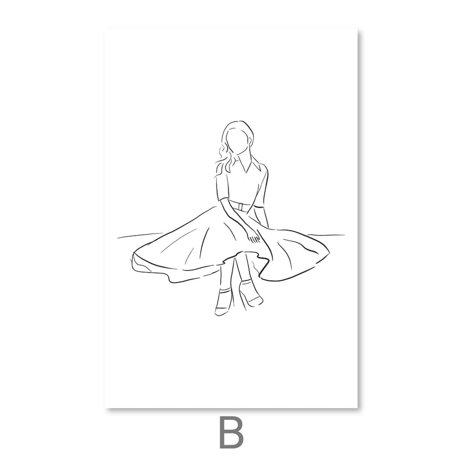 Skirts and Dresses Canvas Art B / 30 x 45cm / Unframed Canvas Print Clock Canvas