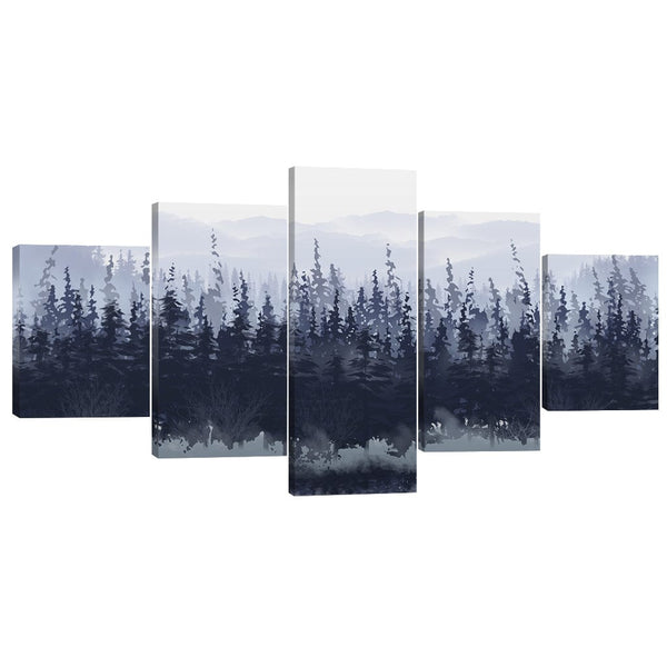 Slated Forest Canvas - 5 Panel Art Clock Canvas