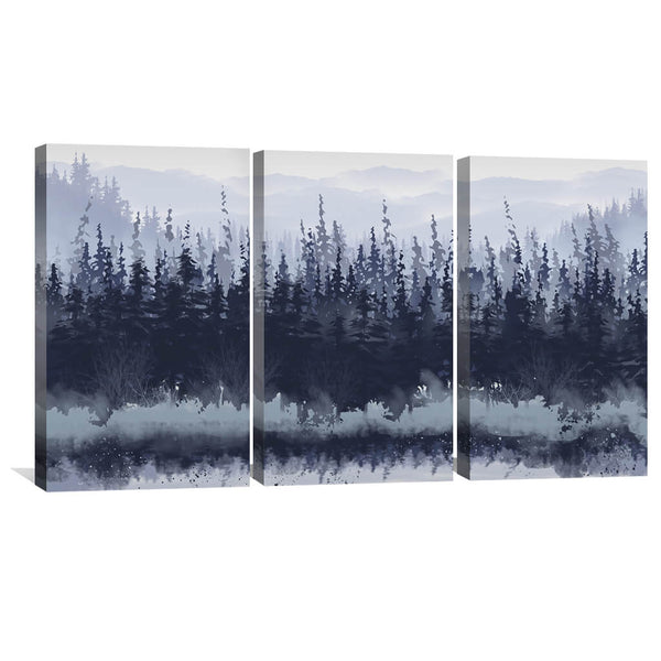 Slated Forest Canvas Art Set of 3 / 40 x 50cm / Unframed Canvas Print Clock Canvas