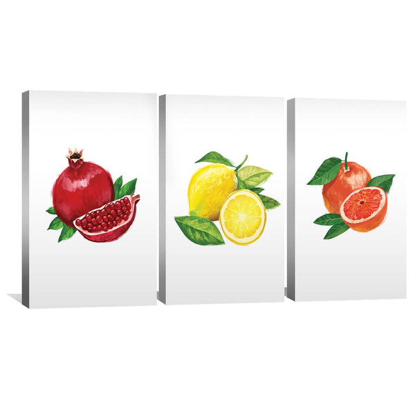 Sliced Fruit Canvas Art Set of 3 / 30 x 45cm / Unframed Canvas Print Clock Canvas