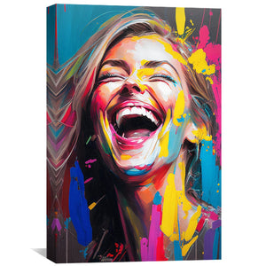 Smiling Abstract Canvas Art Clock Canvas