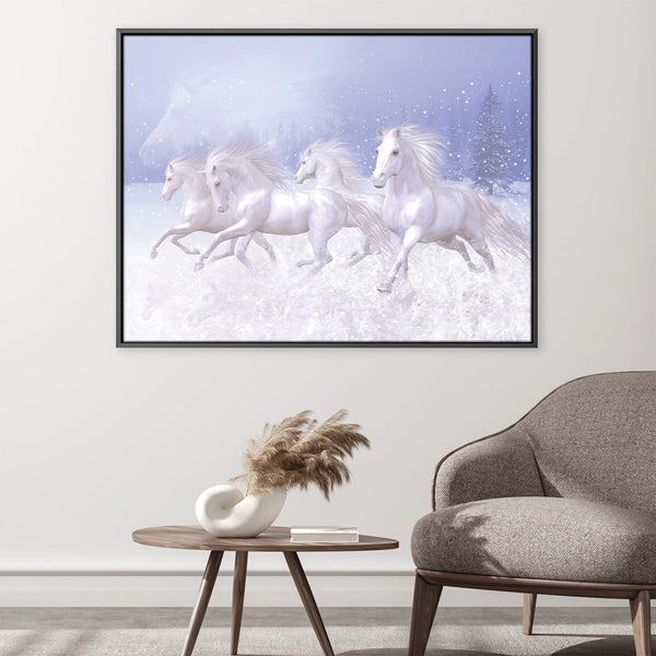 Snow Horses Canvas Art Clock Canvas