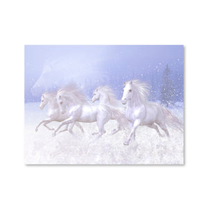 Snow Horses Canvas Art Clock Canvas