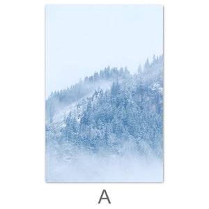 Snowy Mountain Canvas Art A / 40 x 50cm / No Board - Canvas Print Only Clock Canvas