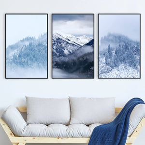 Snowy Mountain Canvas Art Set of 3 / 40 x 50cm / No Board - Canvas Print Only Clock Canvas