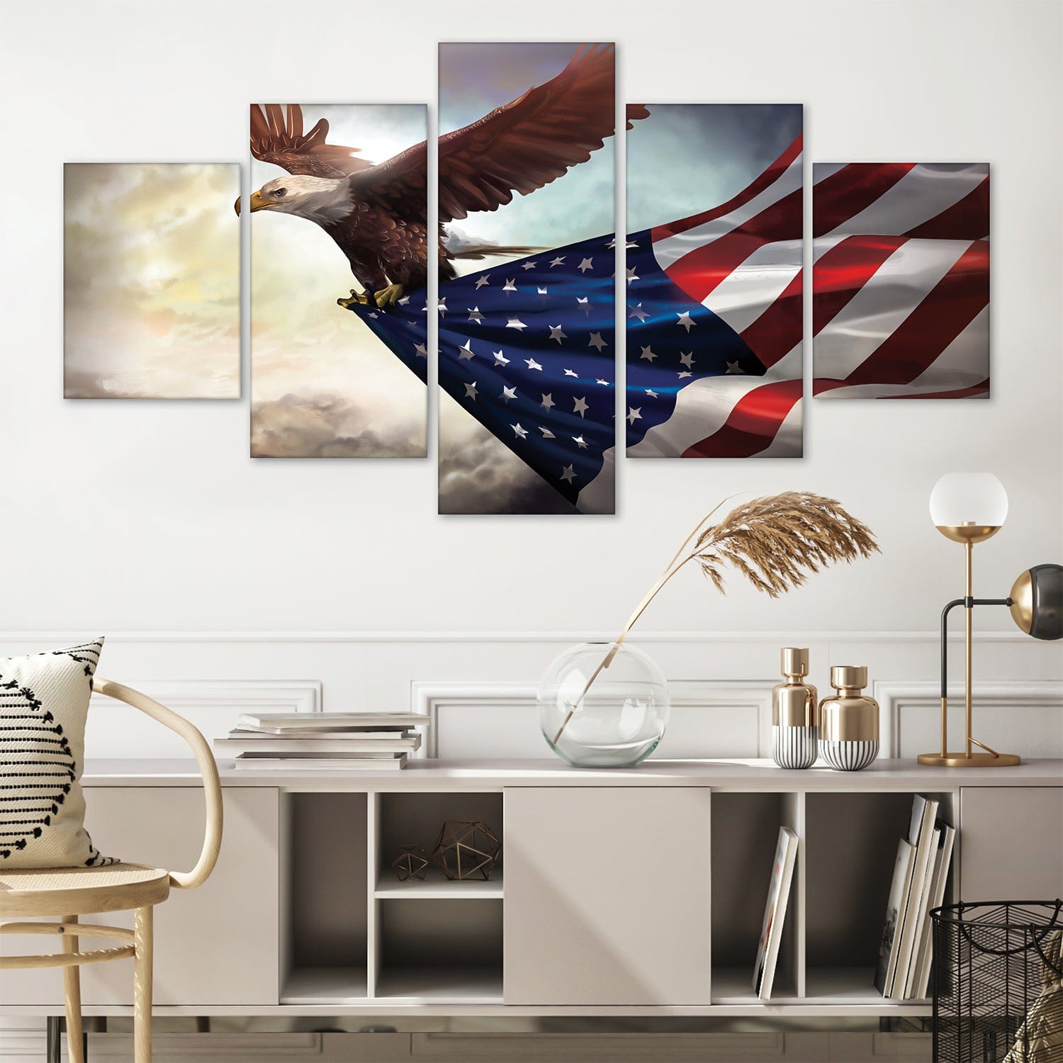 Soaring Eagle Canvas - 5 Panel Art Clock Canvas