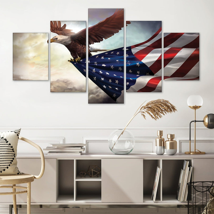 Soaring Eagle Canvas - 5 Panel Art Clock Canvas