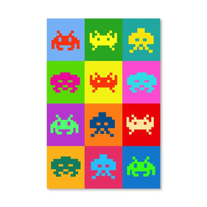 Space Invaders Canvas Art Clock Canvas