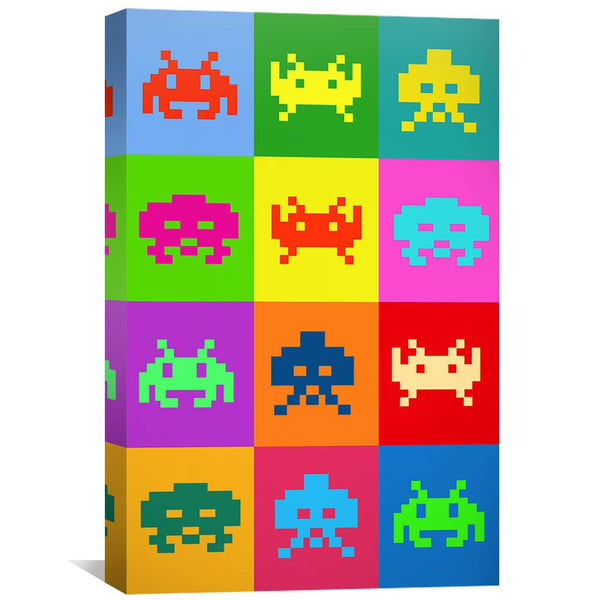 Space Invaders Canvas Art 30 x 45cm / Unframed Canvas Print Clock Canvas