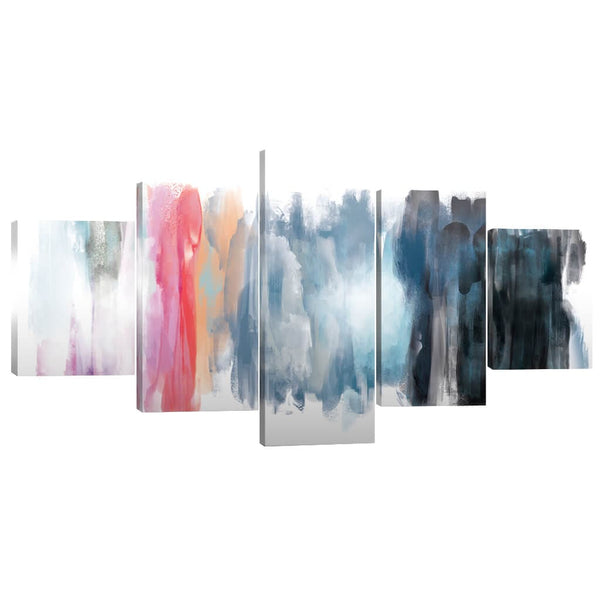 Spectrum Strokes Canvas - 5 Panel Art Clock Canvas