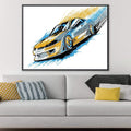 Speed Yellow Canvas Art Clock Canvas