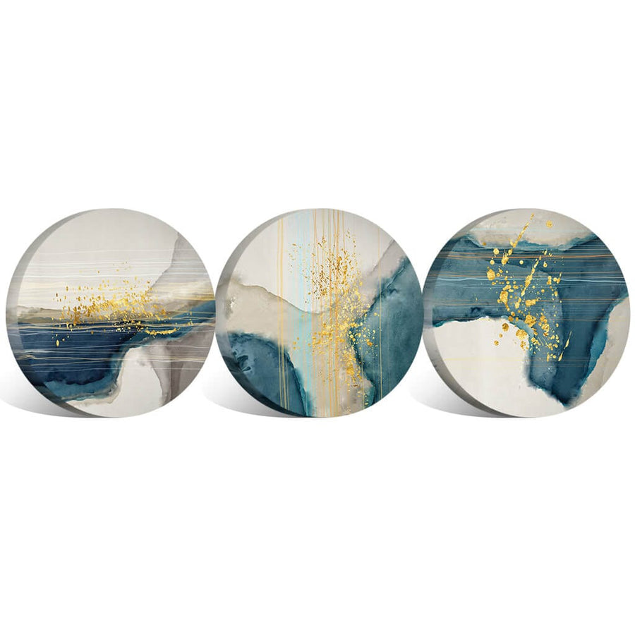 Spiritual Abstract Canvas - Circle Art Set of 3 / 40 x 40cm / Standard Gallery Wrap Clock Canvas