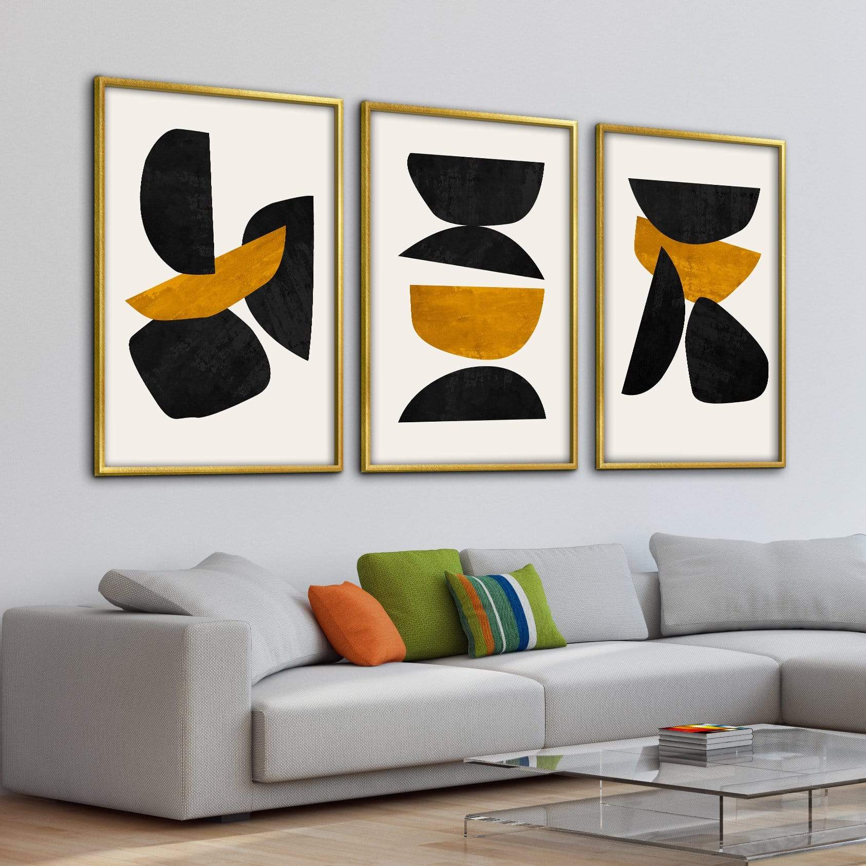 Stacked Irregular Shapes Canvas Art Clock Canvas