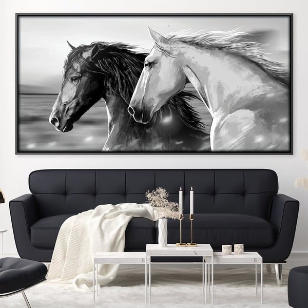 Stallions Canvas Art 50 x 25cm / Unframed Canvas Print Clock Canvas