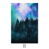Star Sky Forest Canvas Art B / 50 x 70cm / Framed Gallery Wrap Clock Canvas