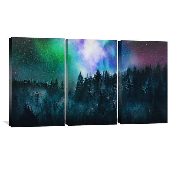 Star Sky Forest Canvas Art Set of 3 / 30 x 45cm / Unframed Canvas Print Clock Canvas