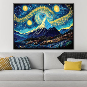 Starry Mountain Landscape Canvas Art Clock Canvas