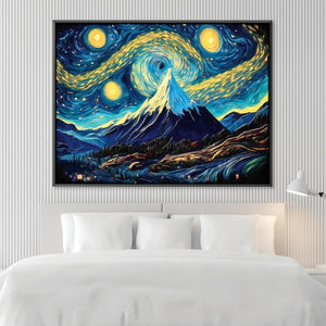 Starry Mountain Landscape Canvas Art Clock Canvas
