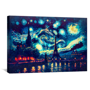 Starry Paris Views Canvas Art Clock Canvas