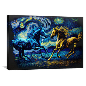 Starry Stallions Canvas Art Clock Canvas