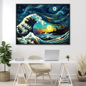 Starry Wave Off Kanagawa Canvas Art Clock Canvas