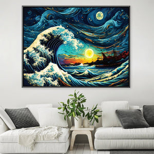 Starry Wave Off Kanagawa Canvas Art Clock Canvas