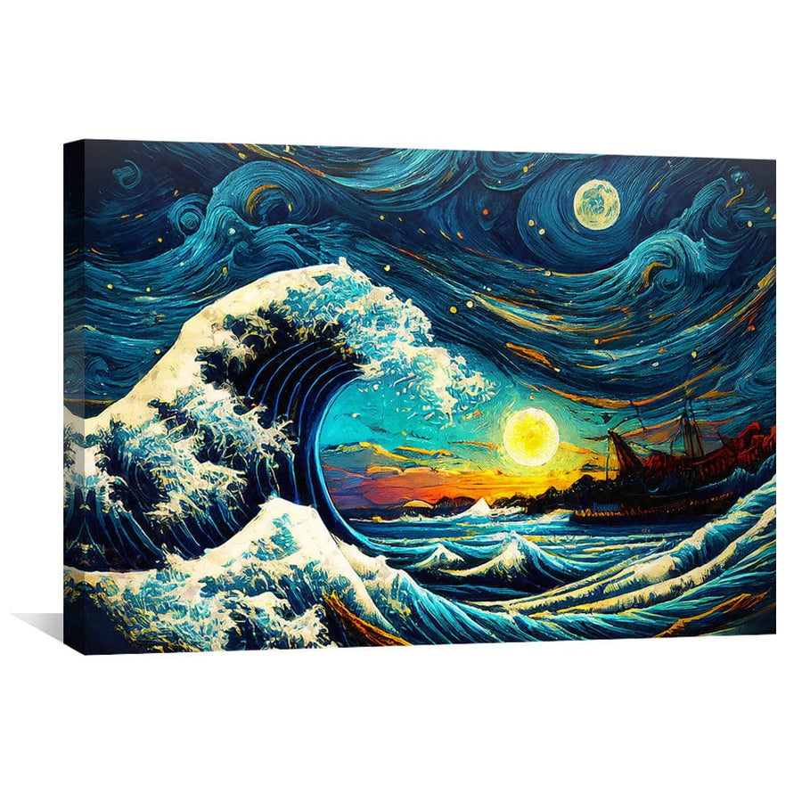 Starry Wave Off Kanagawa Canvas Art Clock Canvas
