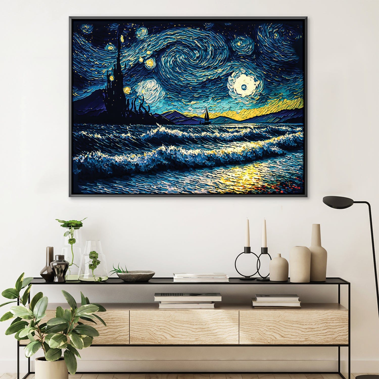 Starry Waves Canvas Art Clock Canvas