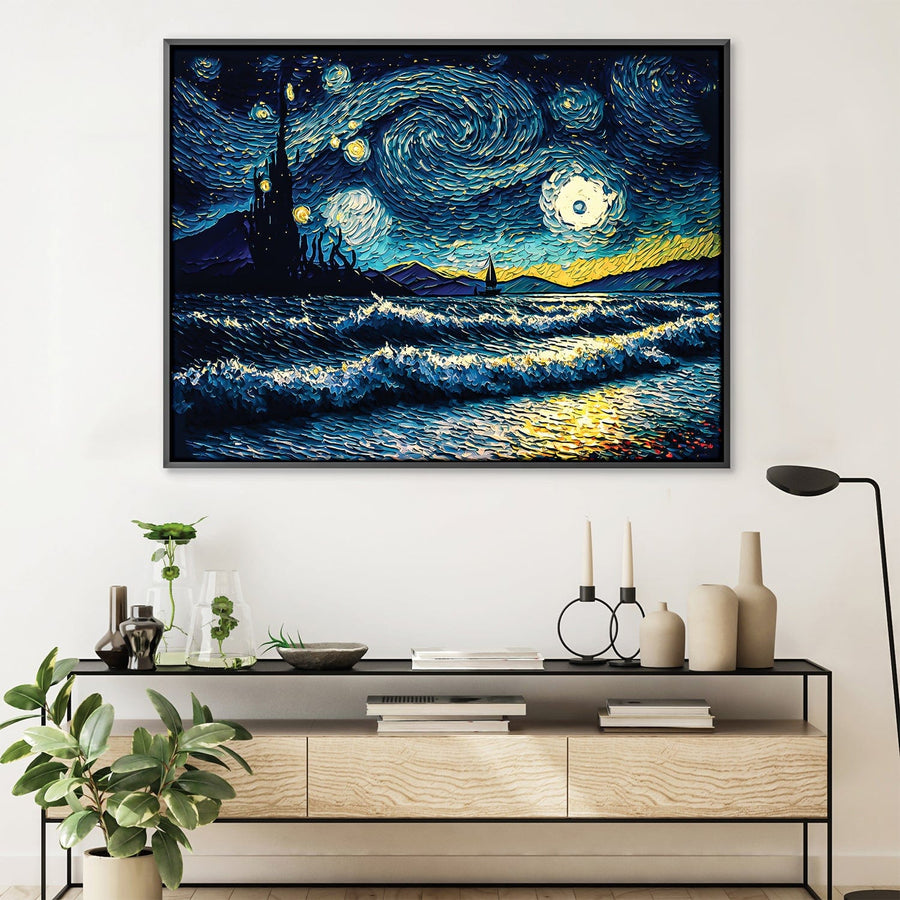 Starry Waves Canvas Art Clock Canvas