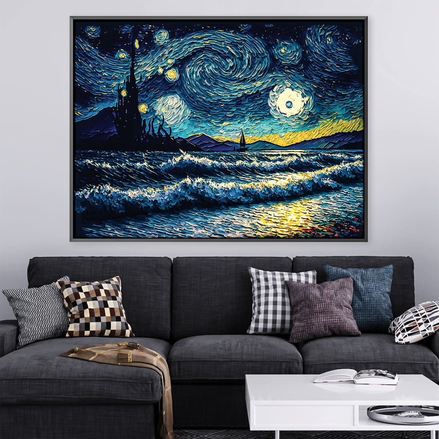 Starry Waves Canvas Art Clock Canvas