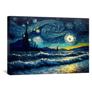 Starry Waves Canvas Art Clock Canvas
