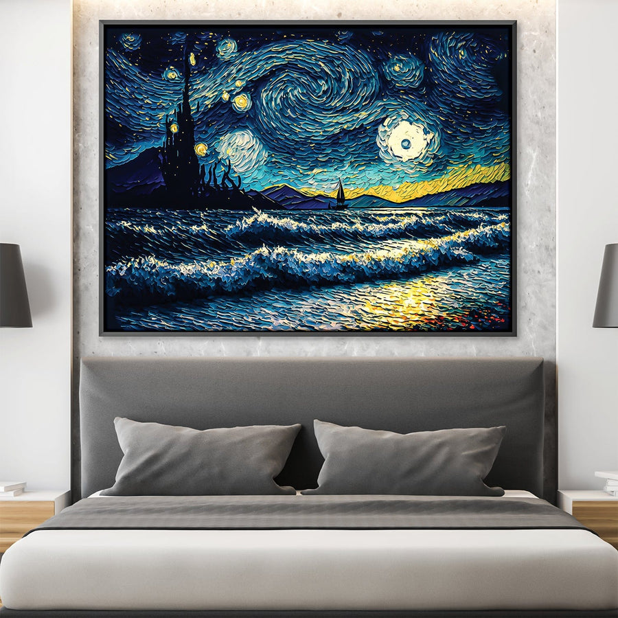 Starry Waves Canvas Art Clock Canvas