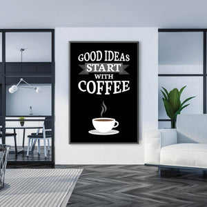 Start with Coffee Clock Canvas
