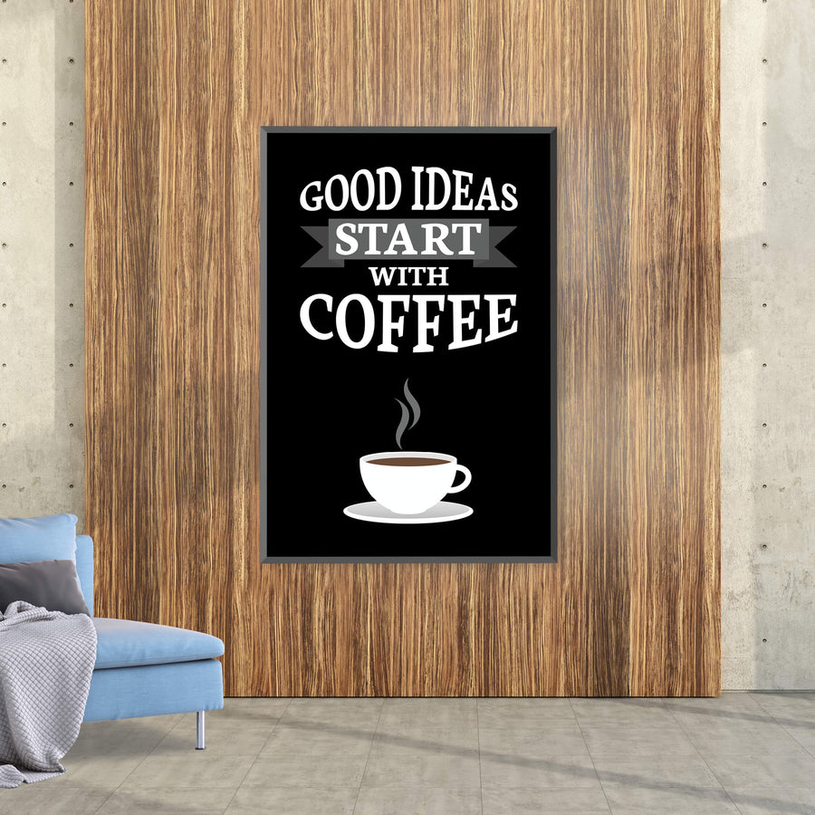 Start with Coffee Clock Canvas