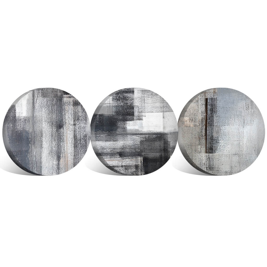 Stone - Circle Canvas Art Set of 3 / 40 x 40cm / Standard Gallery Wrap Clock Canvas