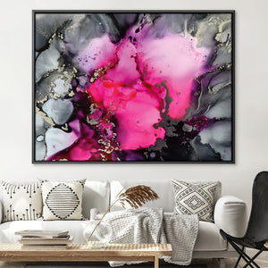 Stormy Pink Canvas Art 45 x 30cm / Unframed Canvas Print Clock Canvas