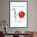 Straw to Berry Love Canvas Art Clock Canvas