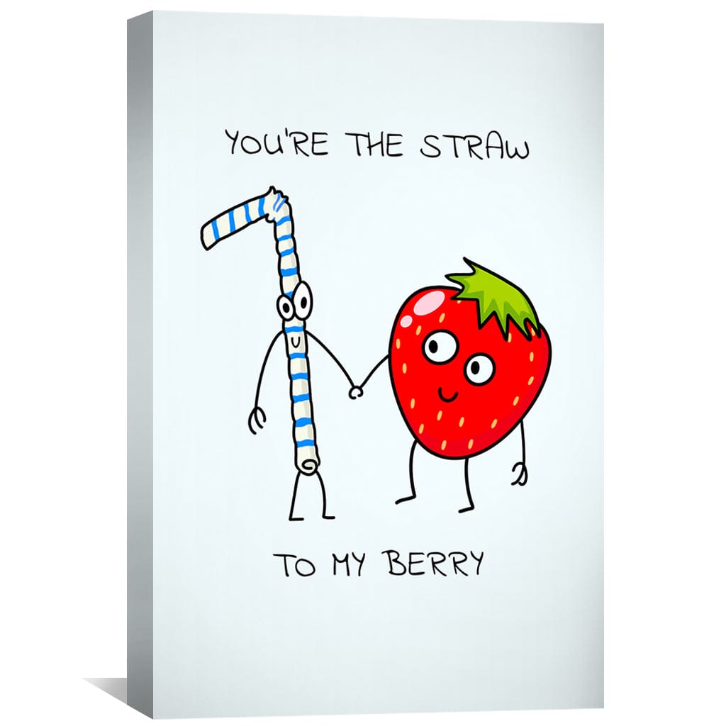 Straw to Berry Love Canvas Art Clock Canvas