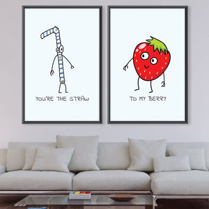 Straw to Berry Love Canvas Art Clock Canvas