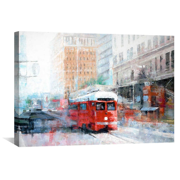 Street Car Days Oil Painting Oil Clock Canvas