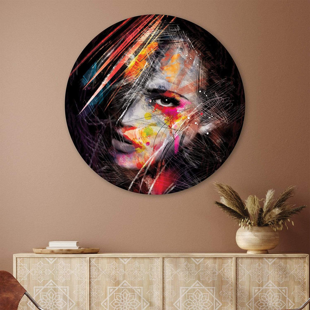 Round canvas abstract painting 12 Inches round canvas Painting by Ayushi  Bhatter