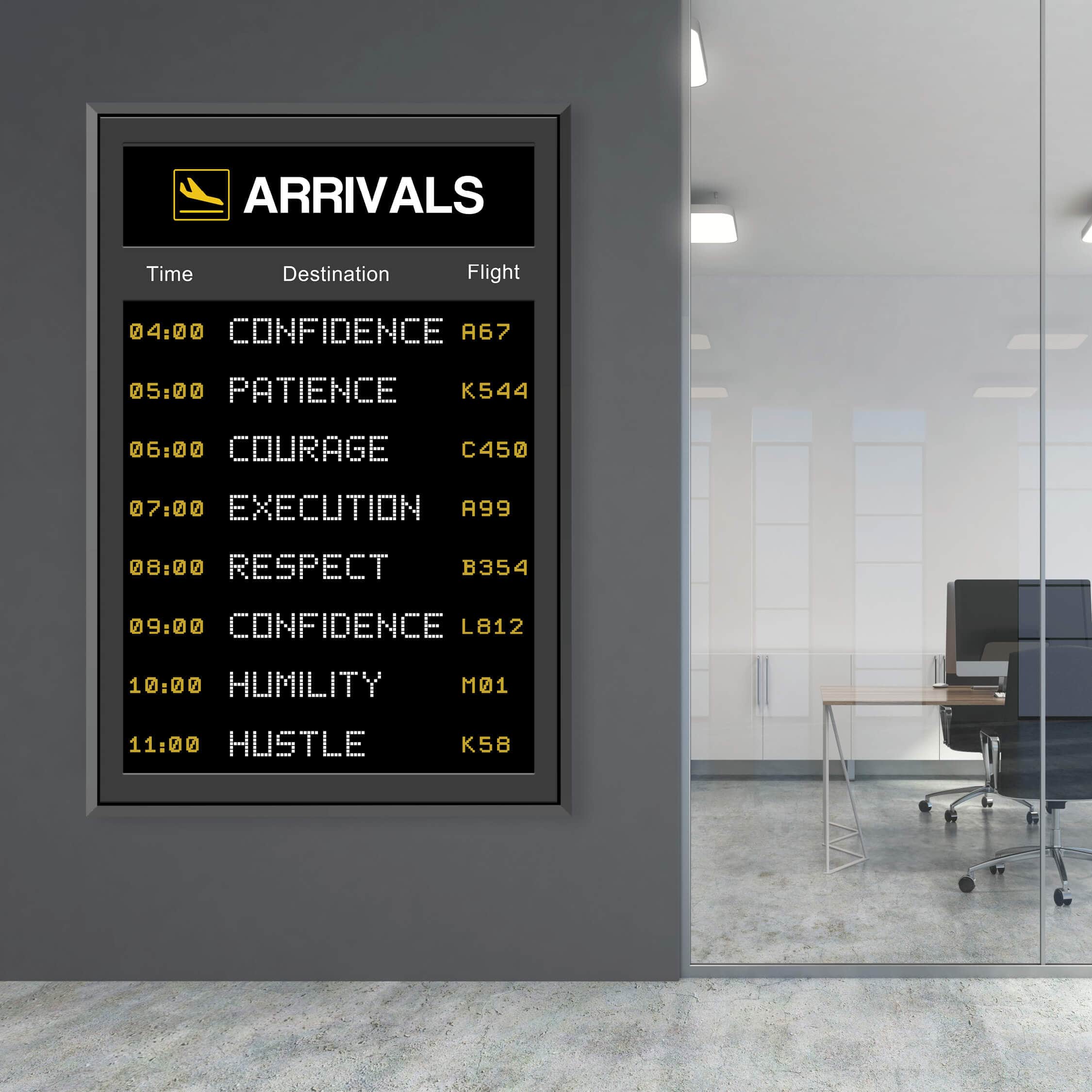 Success Arrivals Clock Canvas